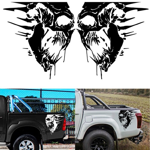 2pcs black skull car - skull, sticker