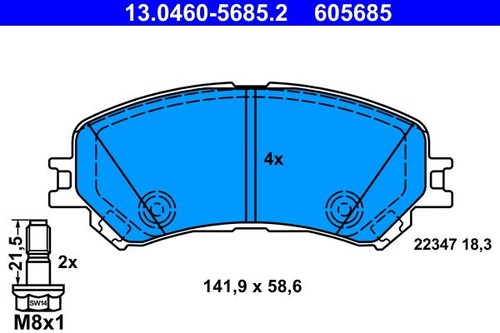Brake pads ate 0460 5685 - ate, 13.0460-5685.2
